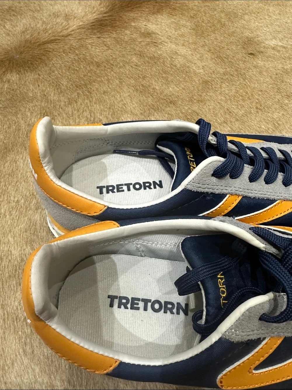 Tretorn Navy and Yellow Retro Runner Sneakers - Picture 5 of 6